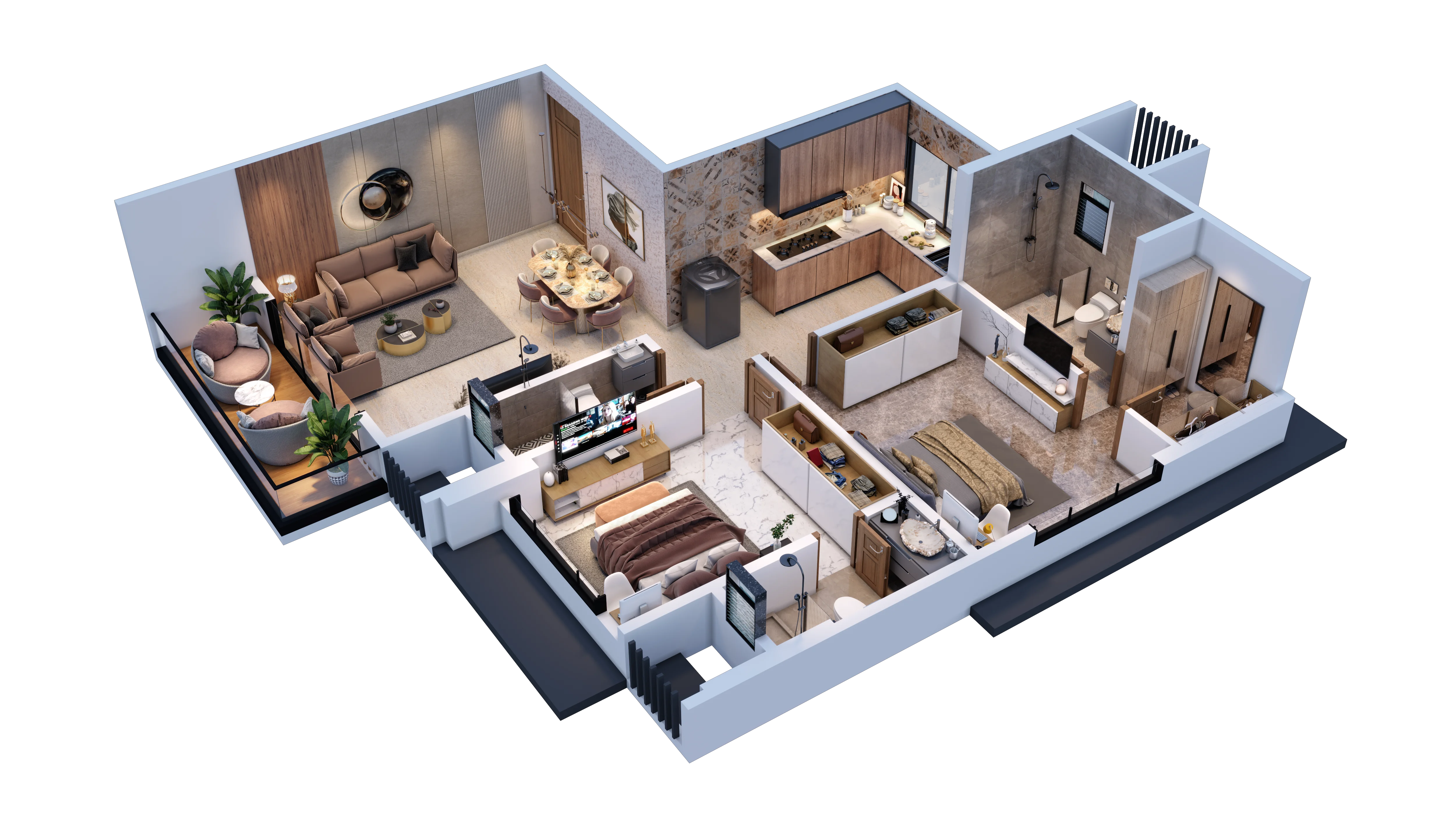 2 BHK Isometric View